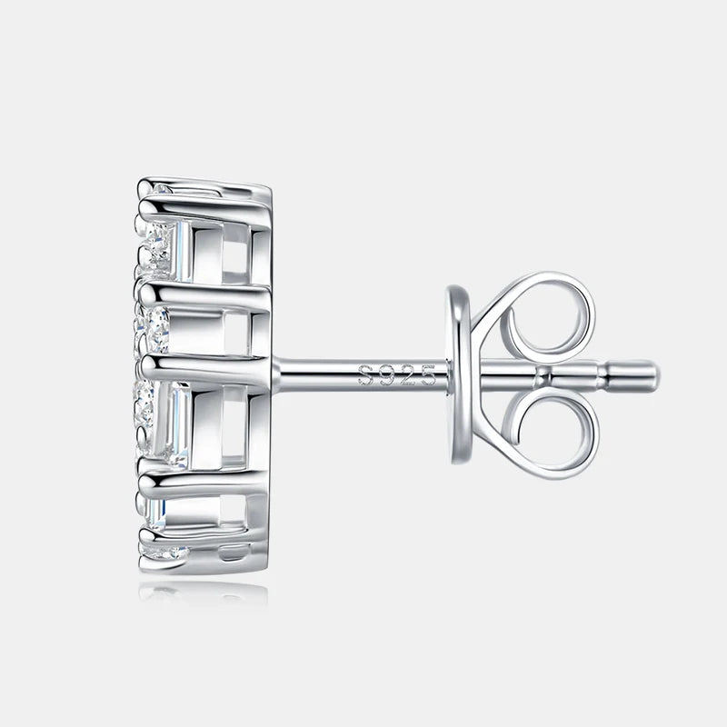 925 Silver Moissanite Geometric Stud Earrings for Women Luxury Octagon Shape Sparkling Cluster Design Elegant Party Jewelry Gift-1