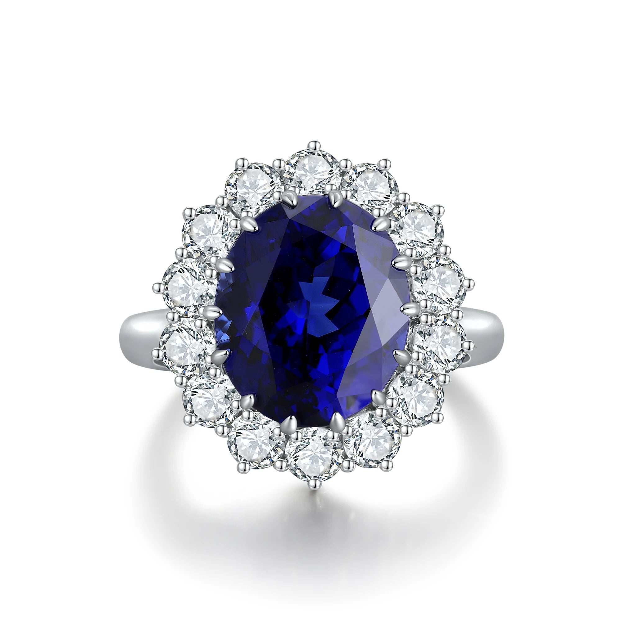 Luxury 925 Silver 6.84CT Lab Grown Sapphire Ring Custom Women High Quality 925 Sterling Silver Ring-0