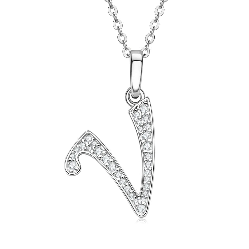 A-Z Name Necklace 26 Letter Initial Moissanite Pendant Real Silver 925 for Couples Women Men Valentine's Day-6