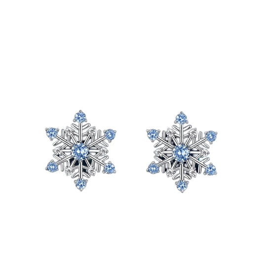 No Tariffs Trendy Women's 925 Sterling Silver Snowflake Shape VVS Moissanite Stud Earrings-0