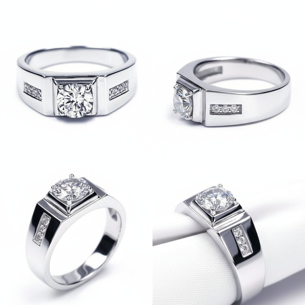 Tianyu Gems 18K Gold Plated Engagement Wedding Mossanite Fine Jewelry VVS Men's 925 Silver Ring for Men-1