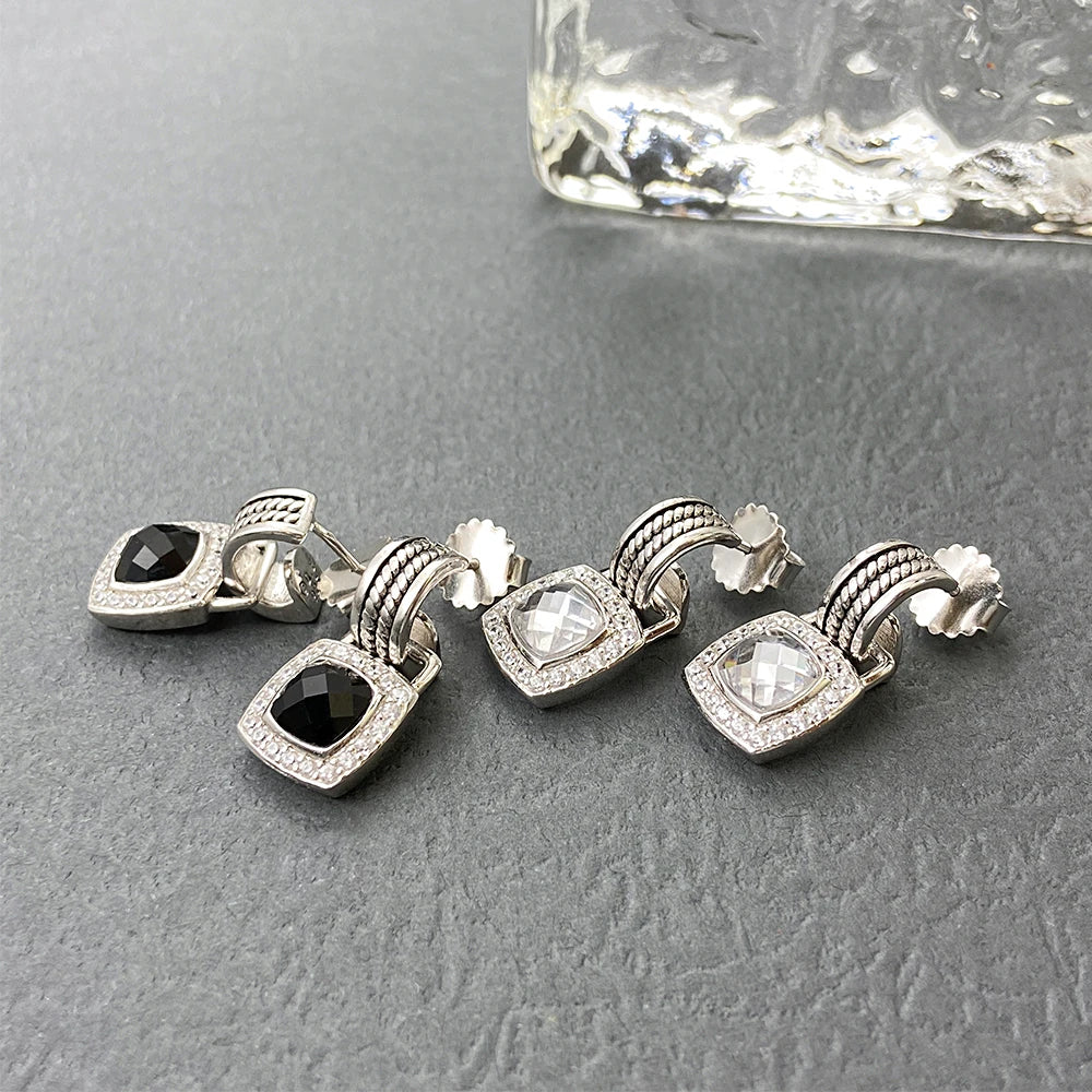 David Yurman High Quality Diamond Stud Earrings, Black and White Diamond Stud Earrings, High Quality Jewelry for Men and Women-1