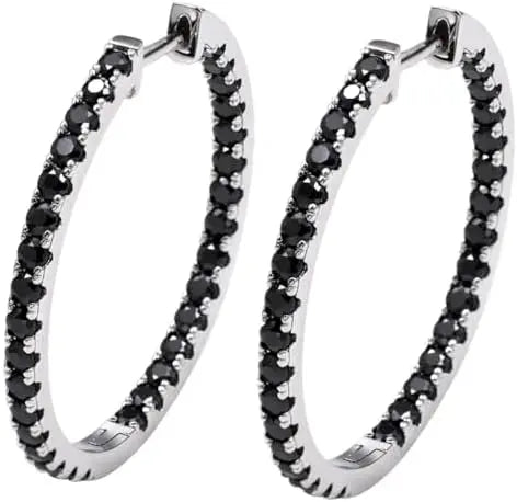 Tianyu Gems Black Moissanite 925 Earrings Fine Jewelry Factory 2mm 2ct Clip on Hoop Huggie Earrings Jewelry Women-8