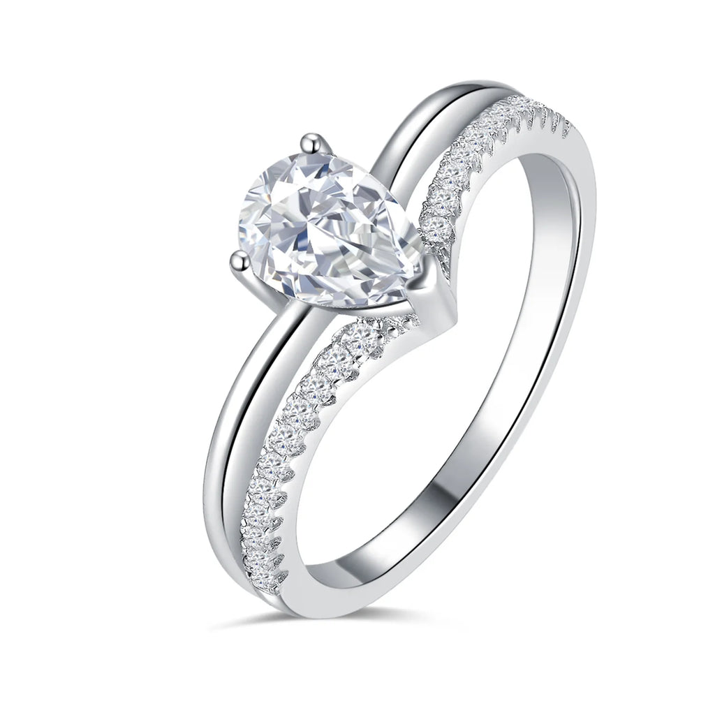 Fine Jewelry GRA Certificates 1 Carat VVS Pear Shape  Moissanite Diamond Engagement Rings 925 Sterling Silver Wedding Ring-5