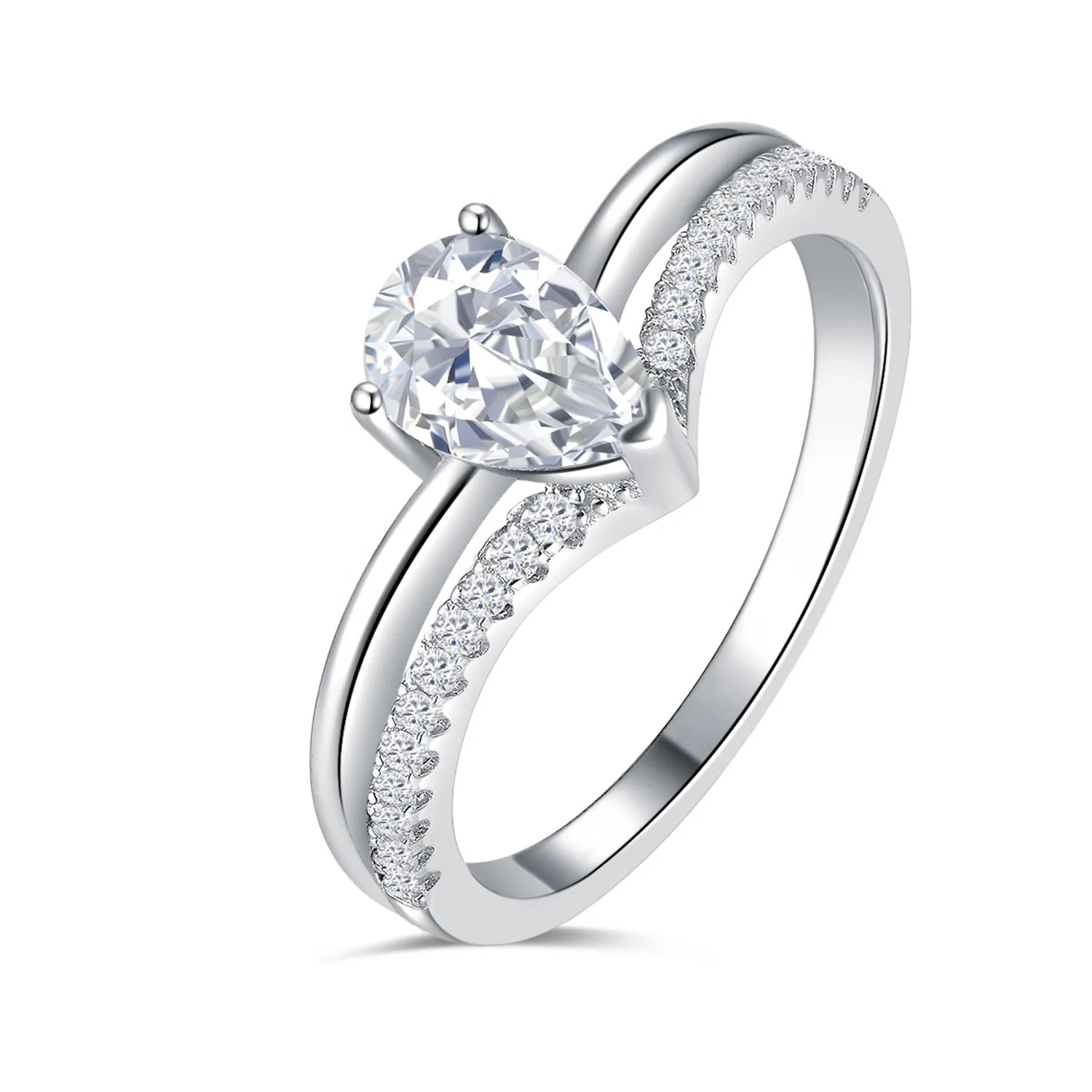 Fine Jewelry GRA Certificates 1 Carat VVS Pear Shape  Moissanite Diamond Engagement Rings 925 Sterling Silver Wedding Ring-5