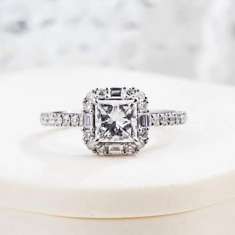 MSR-1996 Beautiful Luxury Diamond Ring PT950 Princess Cut 1ct Lab Grown Diamond Ring-0