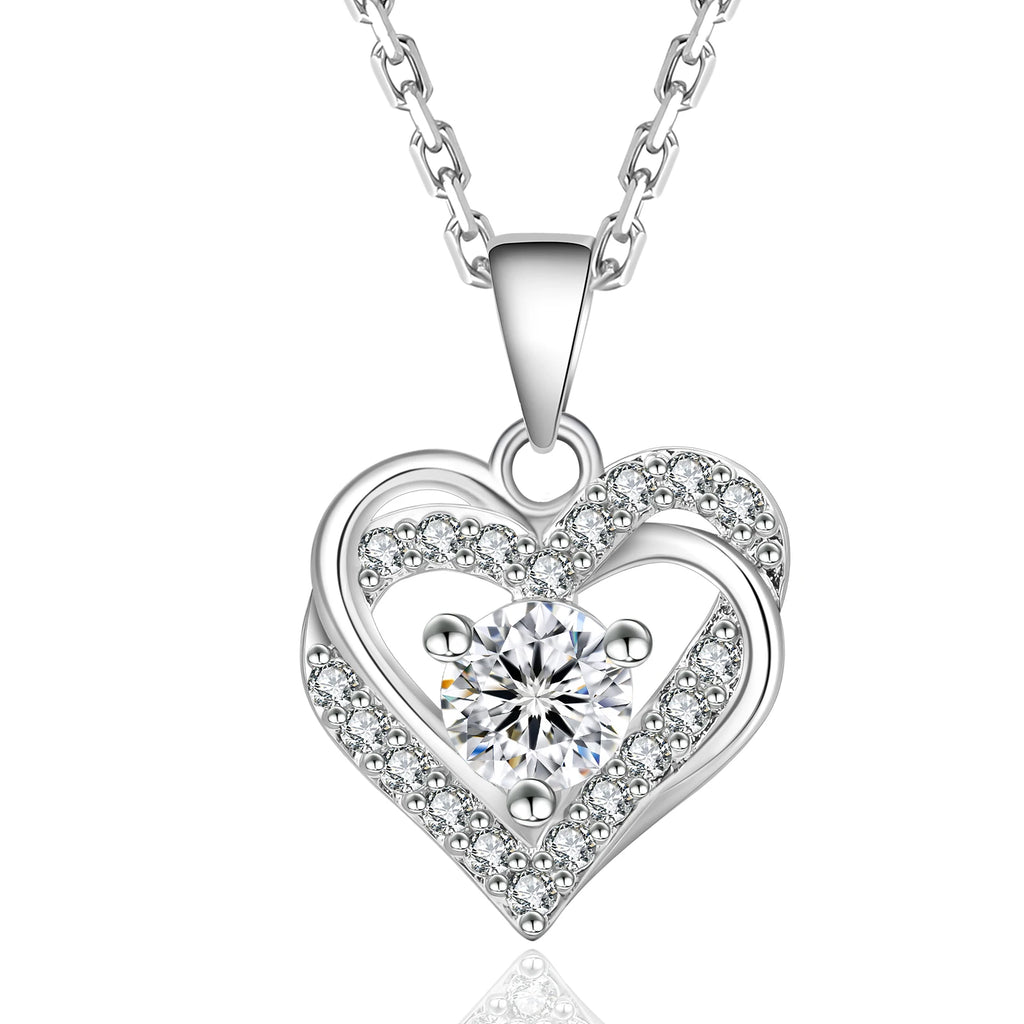 Heart Pendant Necklace Gifts Women VVS 1 Carat Moissanite Diamond Pendant GRA 925 Sterling Silver Gold Plating Love Charm Chain-6