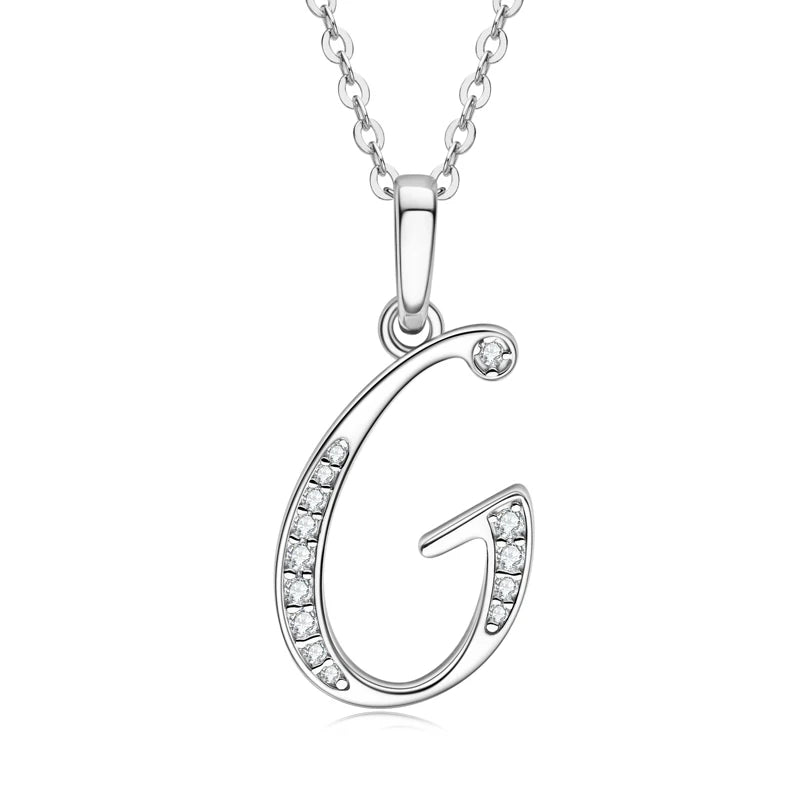 A-Z Name Necklace 26 Letter Initial Moissanite Pendant Real Silver 925 for Couples Women Men Valentine's Day-14