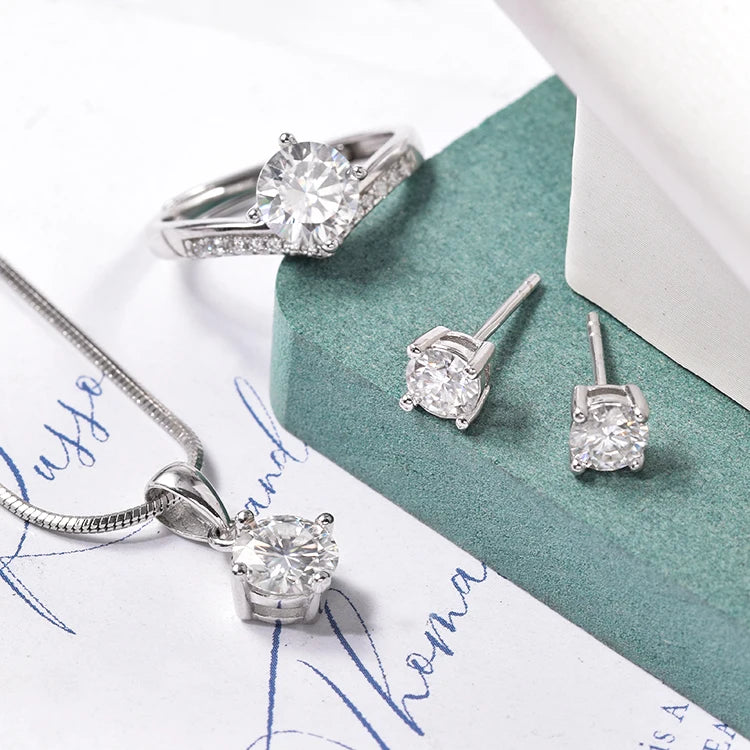 Women's Accessories Set Jewelry Simple Design 925 Silver Jewelry Set Moissanite  Bridal Party Fine Jewelry Set-0