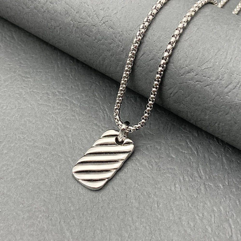 David Yurman High Quality Square Plate Pendant Necklace Luxury Square Plate Pendant Necklace for Men and Women Wholesale Jewelry-6