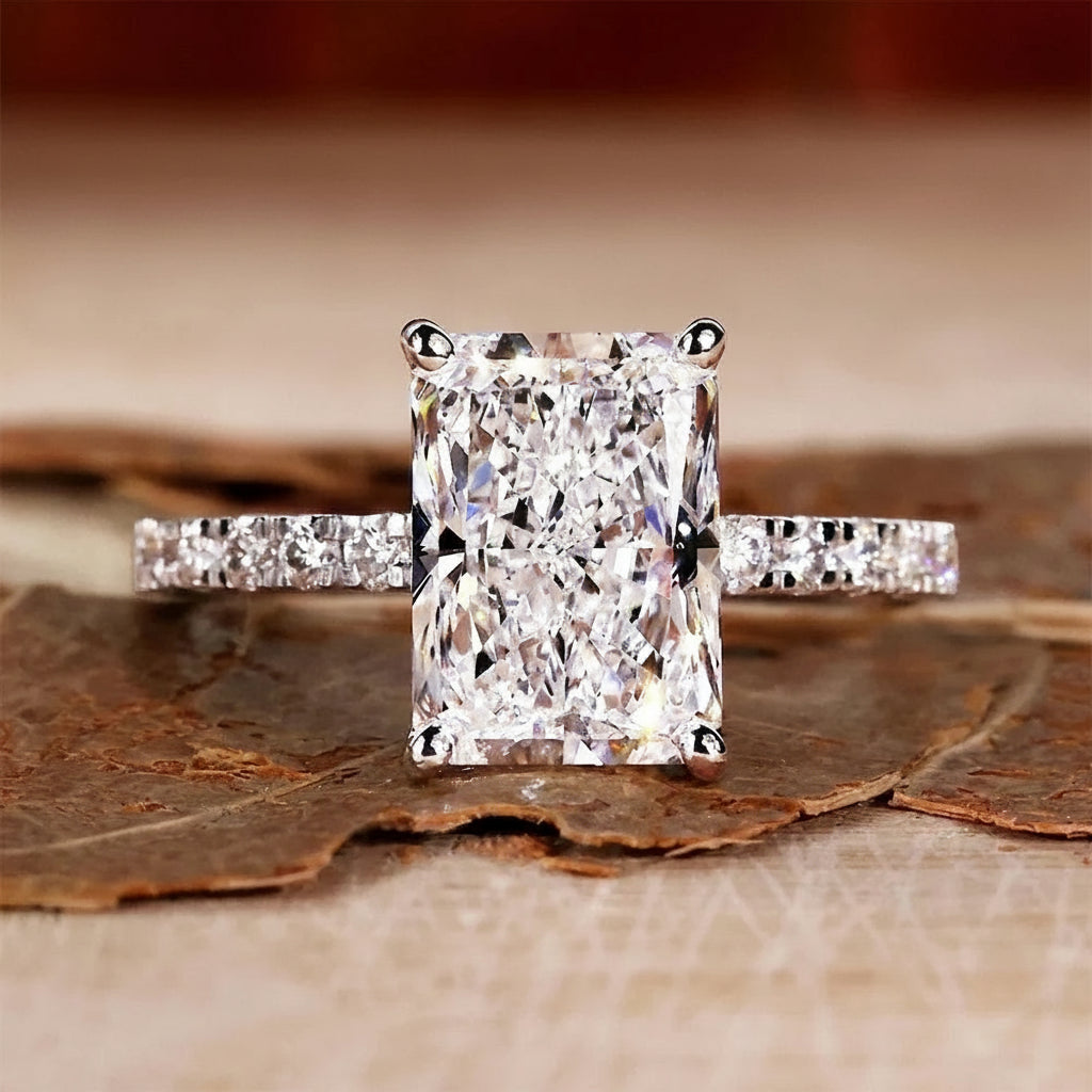 Fine Jewelry Supplier Women Engagement CVD Diamond 10K Solid Gold F VVS2 3.06 Carat Radiant Cut Ring Eternity Ring Lab Diamond-7