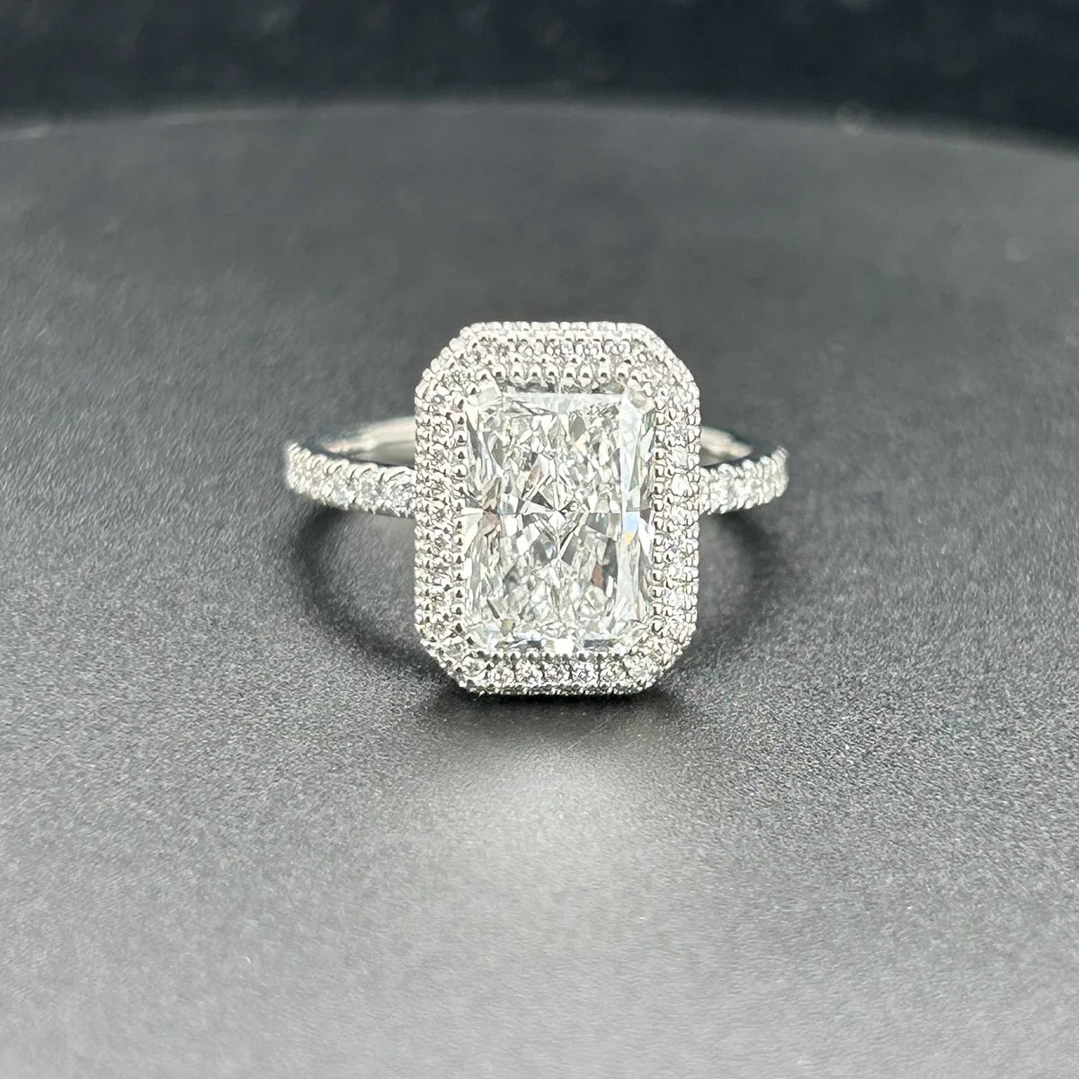 18K White Gold  D VS1 Lab Grown Diamond Radiant Cut 3 Carat CVD Wedding Ring with IGI Certificate-6