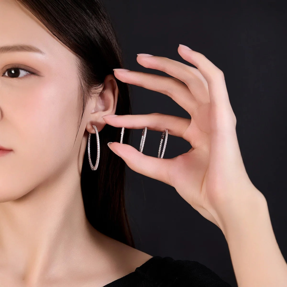 Trendy Vintage Minimalist 925 Sterling Silver Moissanite Hoop Earrings for Women Geometric Circle Design Fine Jewelry Gift Idea-2