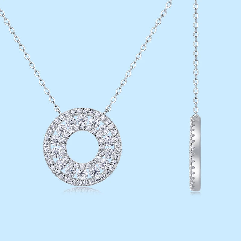 Female Luxury 925 Sterling Silver Necklace Moissanite Vintage Pendant Necklace for Wedding Celebrations Clavicle Chain Necklace-3