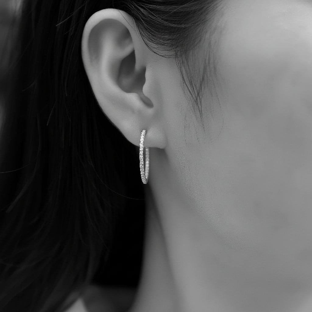 Free Shipping Luxury 925 Sterling Silver Hoop Earrings Wholesale Big Size Round Cut Moissanite Large Iced Women Hoop Earrings-1