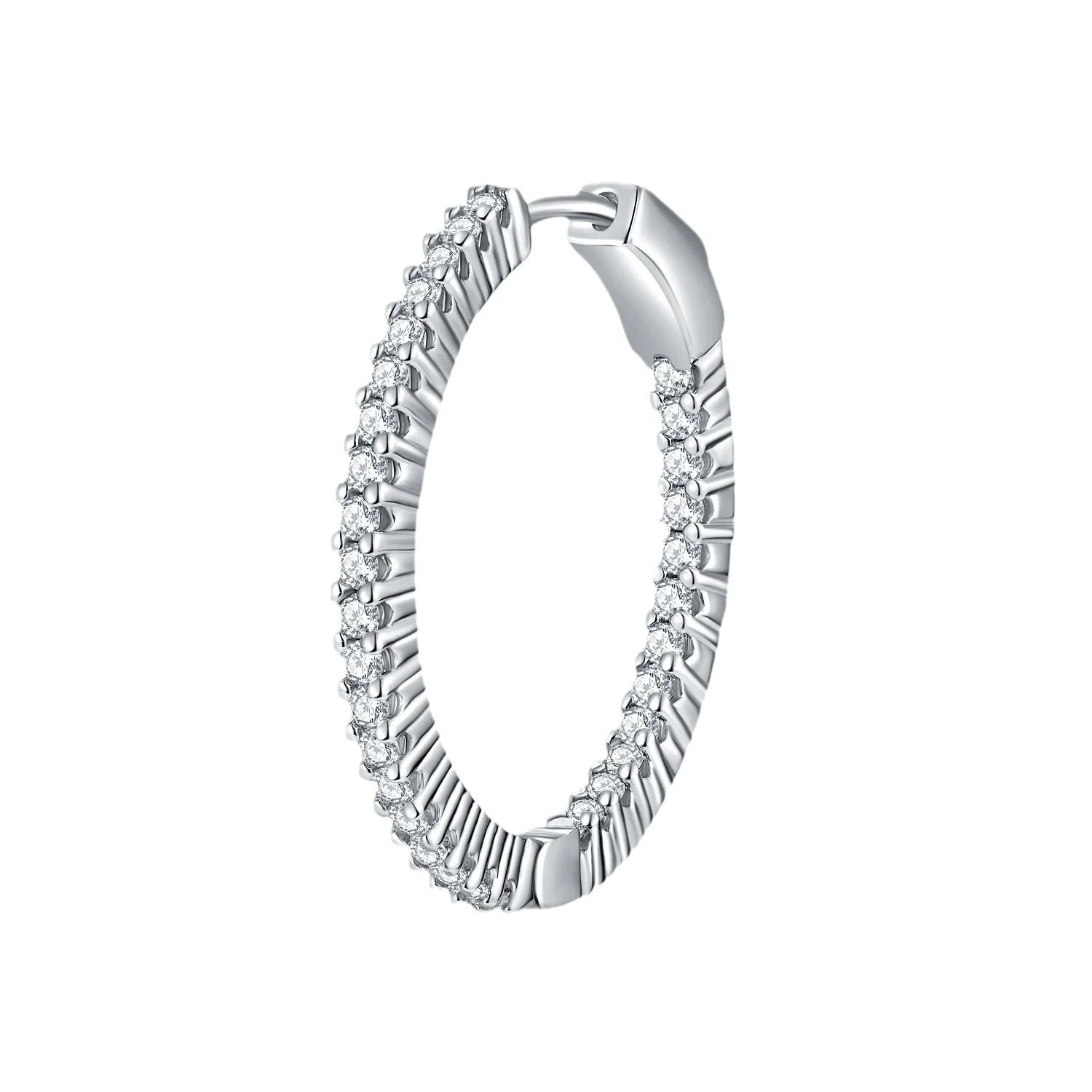 Trendy Vintage Minimalist 925 Sterling Silver Moissanite Hoop Earrings for Women Geometric Circle Design Fine Jewelry Gift Idea-3