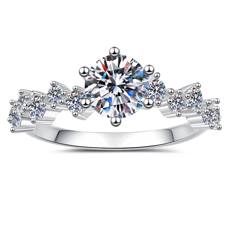 Tariff Free Light Luxury Jewelry  1Ct VVs1 Moissanite S925 Sterling Silver Half Row Diamond Ring Engagement Gift for Woman-3