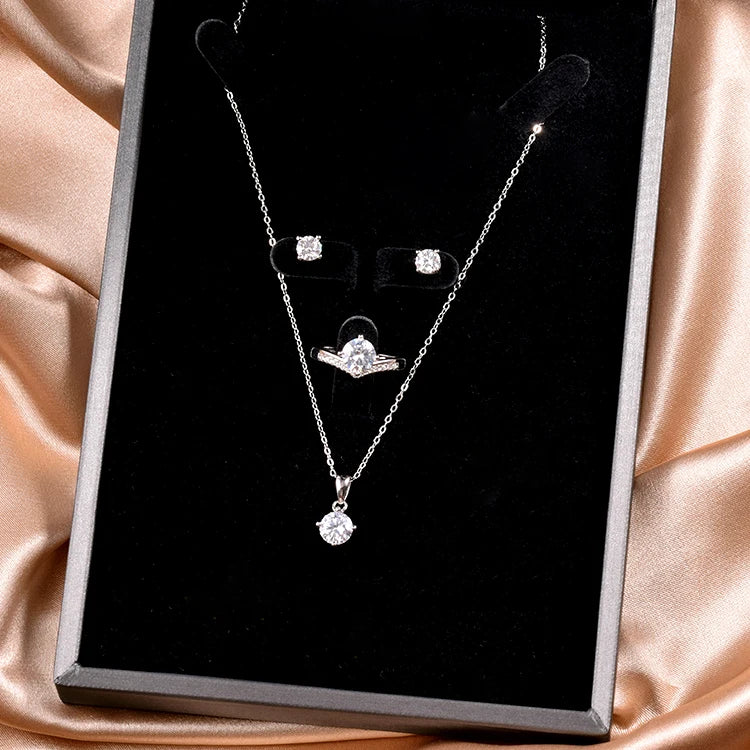 Women's Accessories Set Jewelry Simple Design 925 Silver Jewelry Set Moissanite  Bridal Party Fine Jewelry Set-7