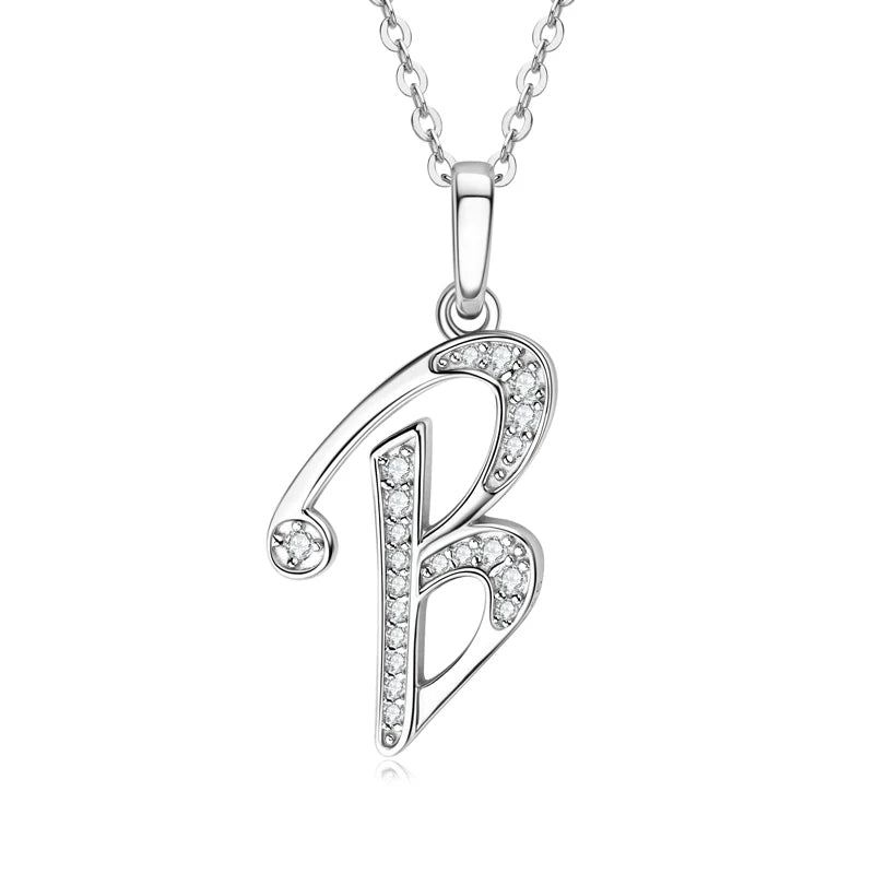 A-Z Name Necklace 26 Letter Initial Moissanite Pendant Real Silver 925 for Couples Women Men Valentine's Day-10