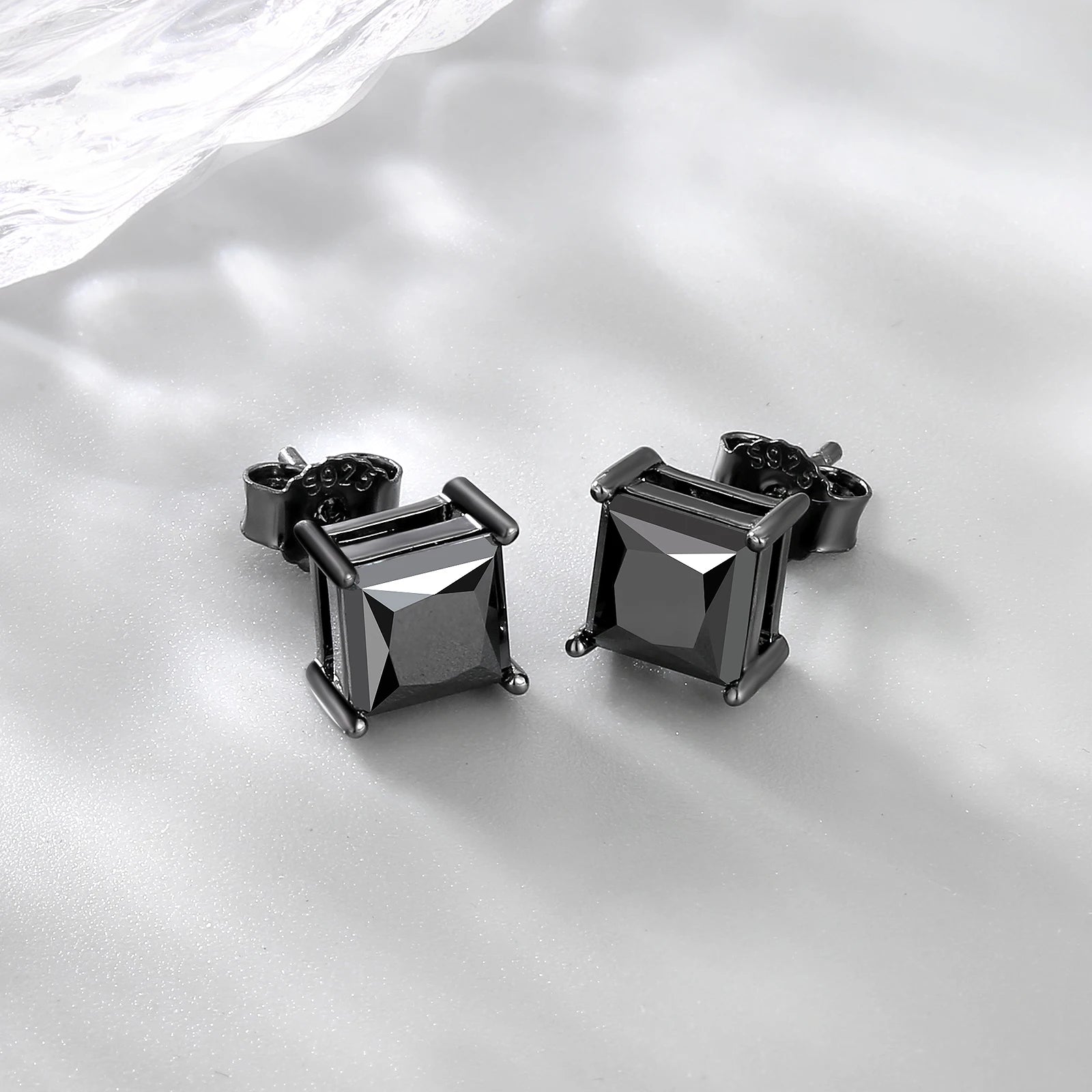 Black Princess Cut Moissanite Lab Diamond Jewelry Gift Men Women 925 Sterling Silver VVS GRA 2.0CT Mossanite Stud Earrings-5