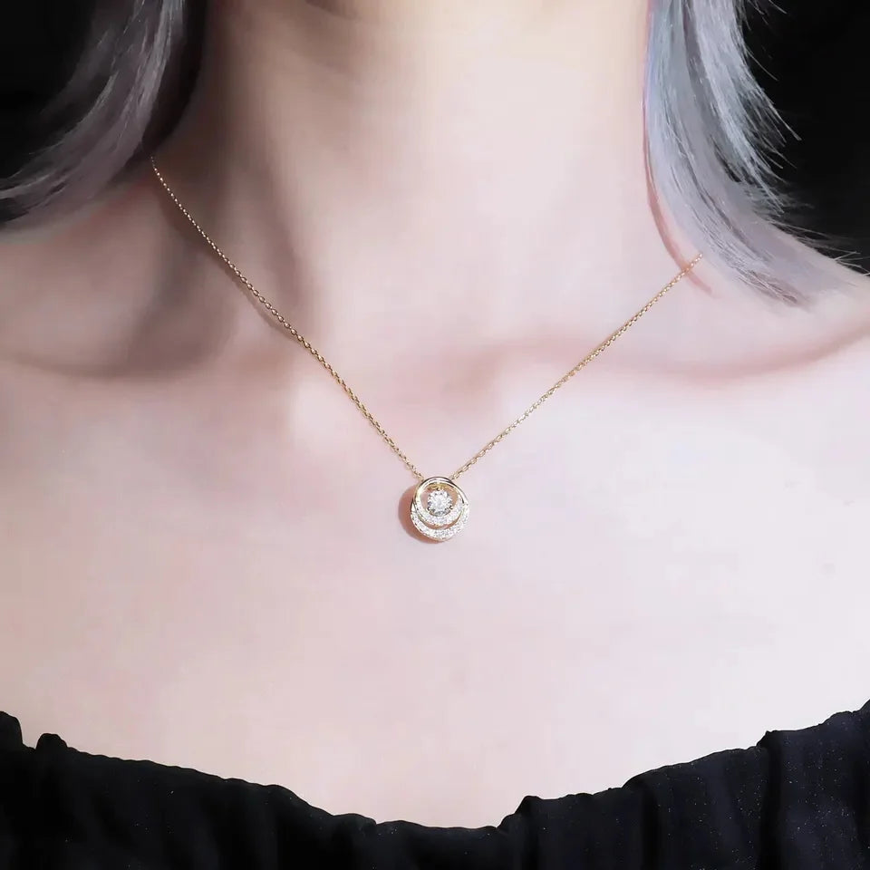 Tianyu Gems Double Layer Choker 18k Solid Gold Filled 925 Sterling Vvs Diamond Moissanite Silver Pendant Necklace for Women-0