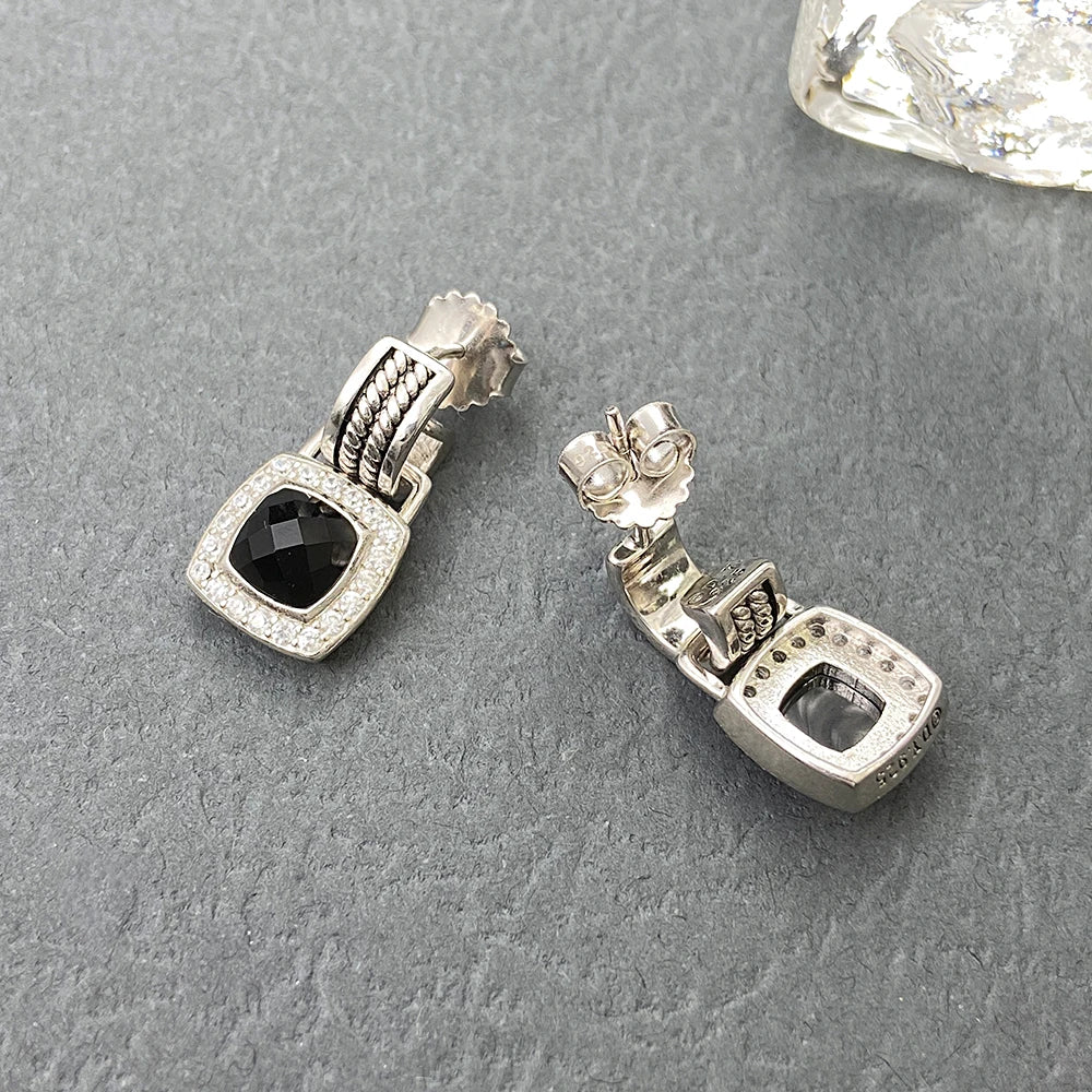 David Yurman High Quality Diamond Stud Earrings, Black and White Diamond Stud Earrings, High Quality Jewelry for Men and Women-4