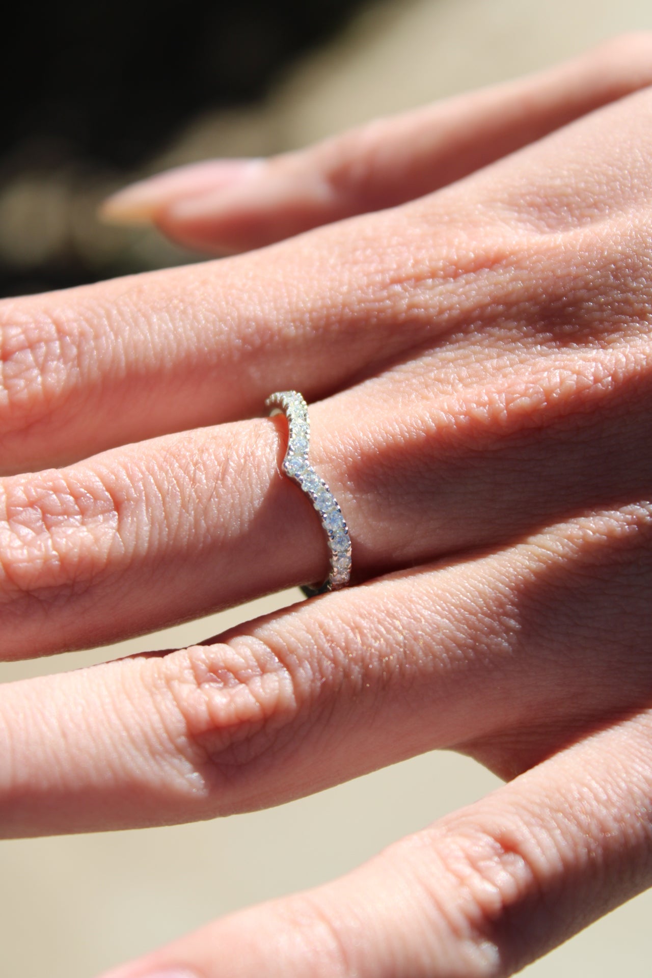 1.8mm Moissanite V Curve Ring in 925 Sterling Silver