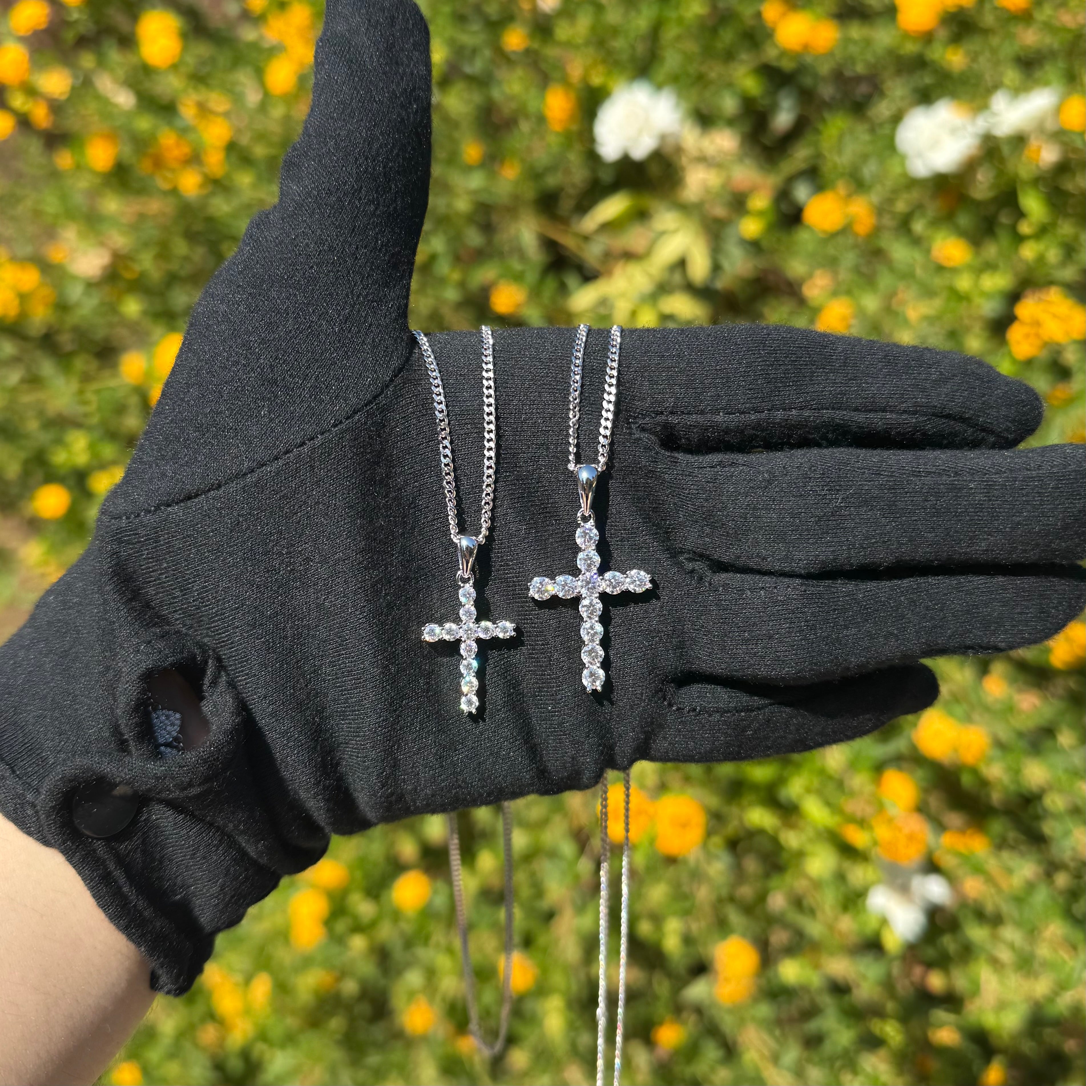 Moissanite Cross Pendant with Necklace in Silver