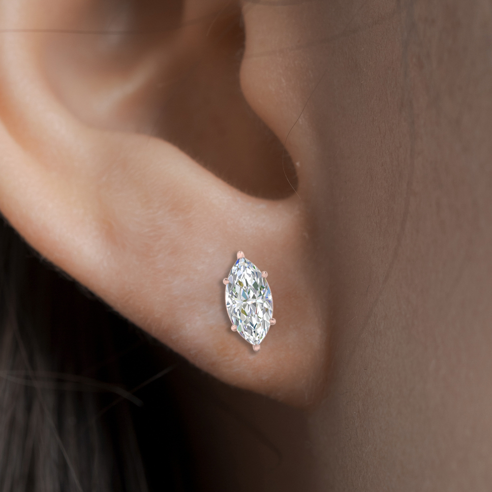 Marquise Diamond 6 Prong Stud Earrings