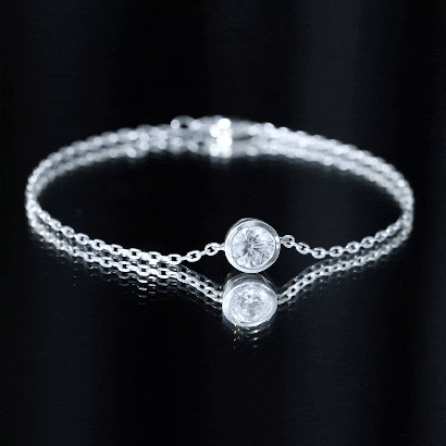 Bezel Set 7 MM CZ Diamond Solitaire Chain Bracelet