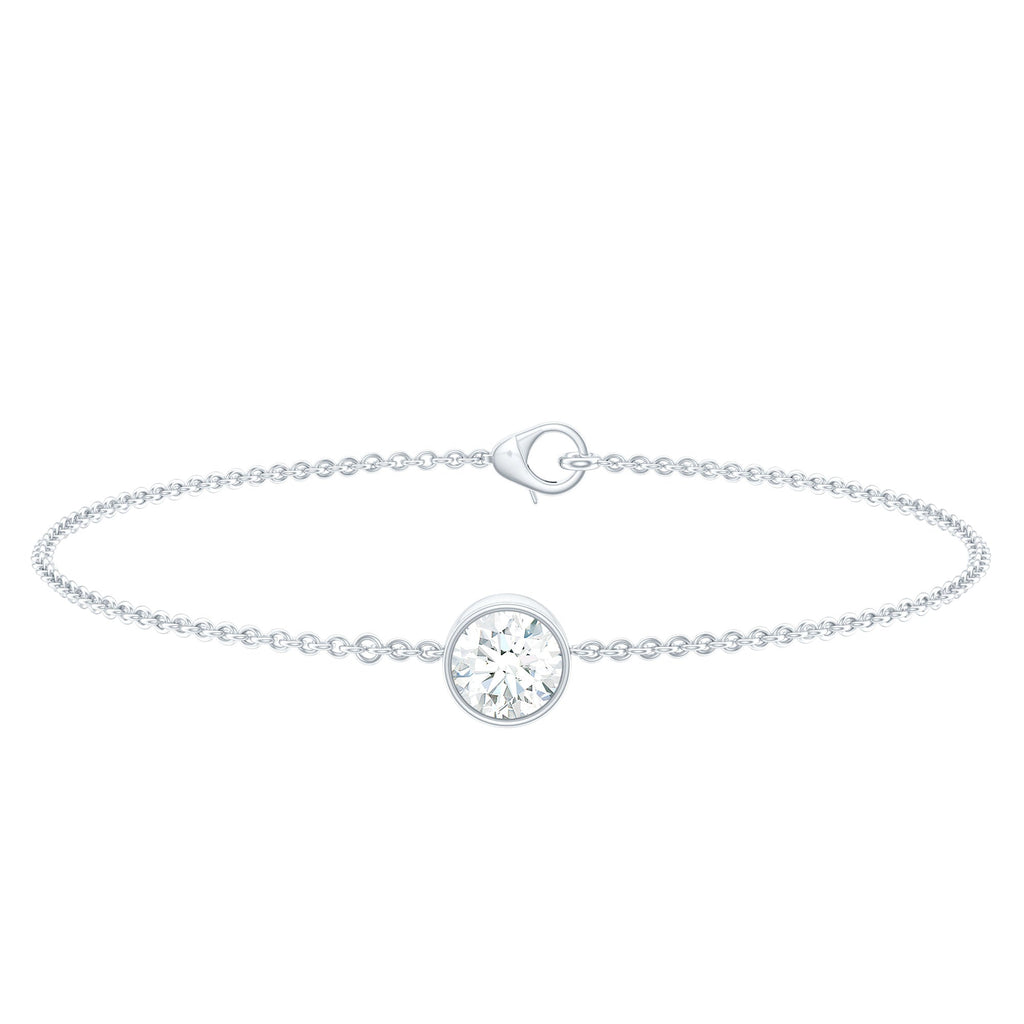 Bezel Set 7 MM CZ Diamond Solitaire Chain Bracelet