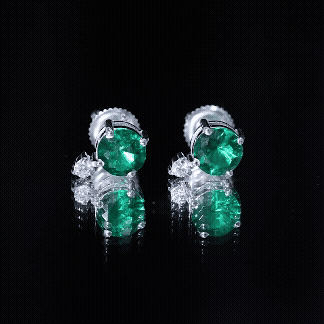 Certified 6 MM Lab Created Emerald Stud Earrings with Screw Back