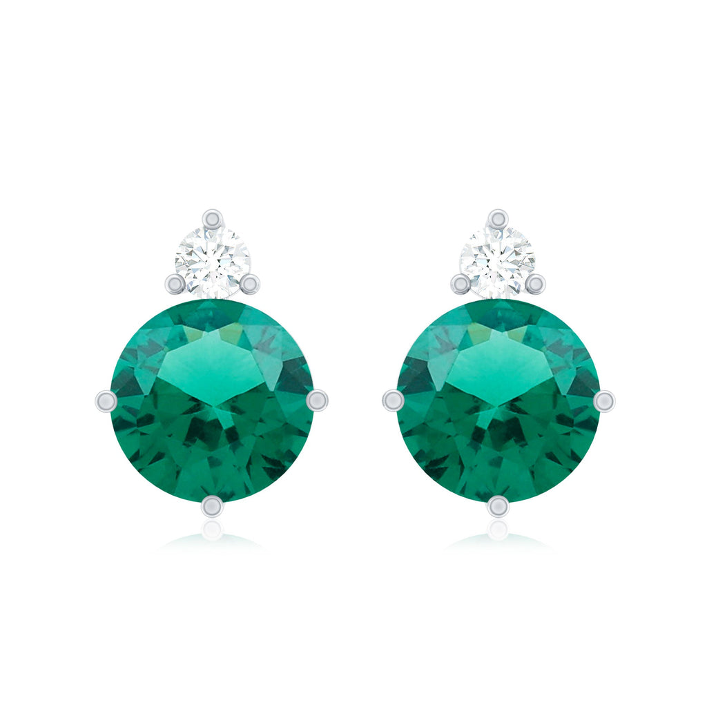 Certified 6 MM Lab Created Emerald Stud Earrings with Screw Back