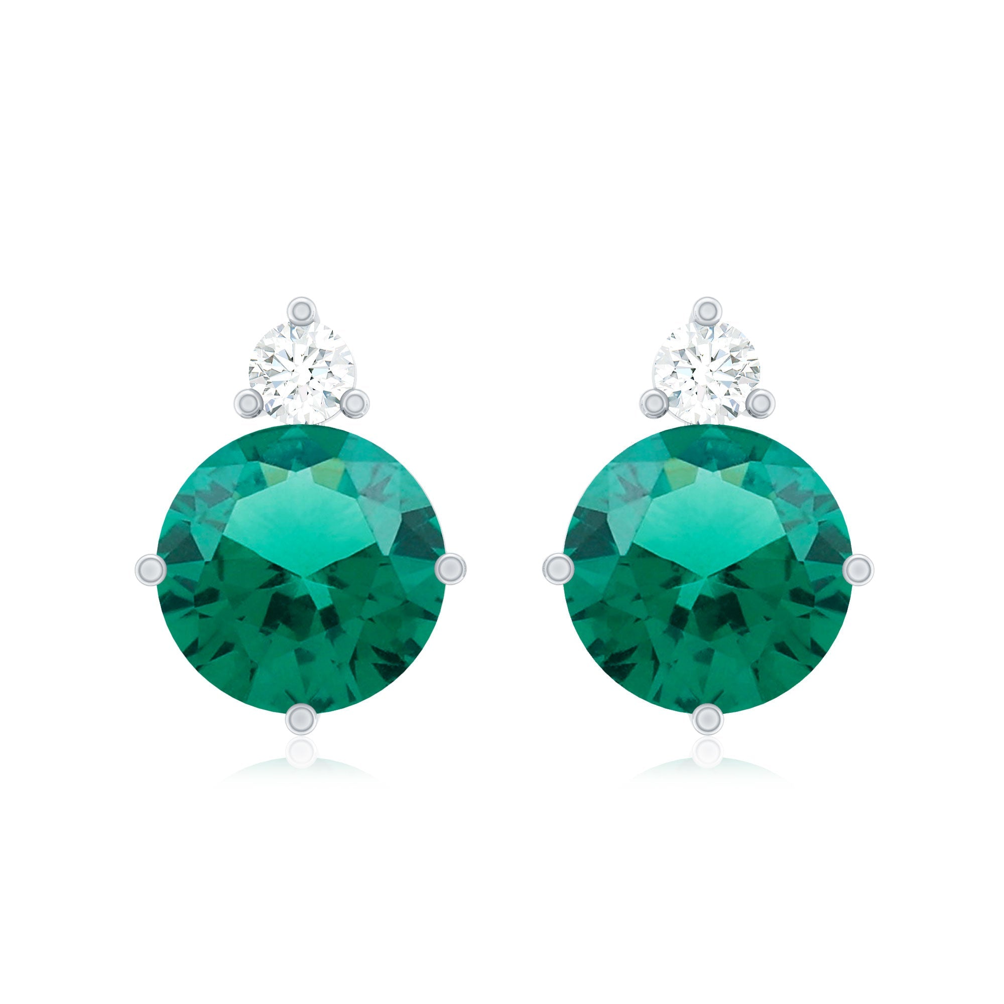 Certified 6 MM Lab Created Emerald Stud Earrings with Screw Back