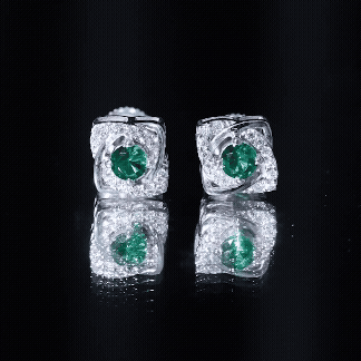 Minimalist Lab Created Emerald Moissanite Stud Earrings