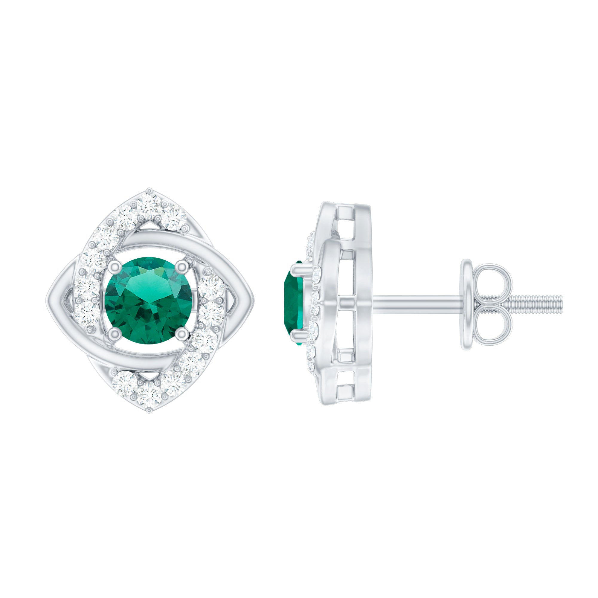 Minimalist Lab Created Emerald Moissanite Stud Earrings