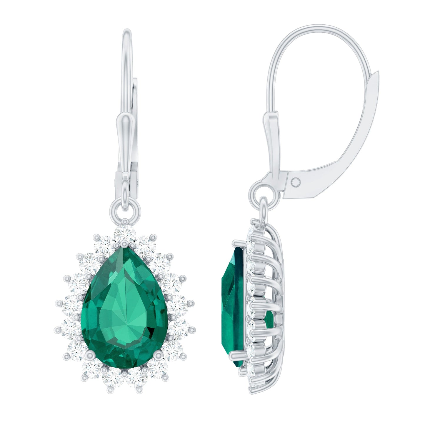 Lab Grown Emerald Sterling Silver Hoop Earring for Her