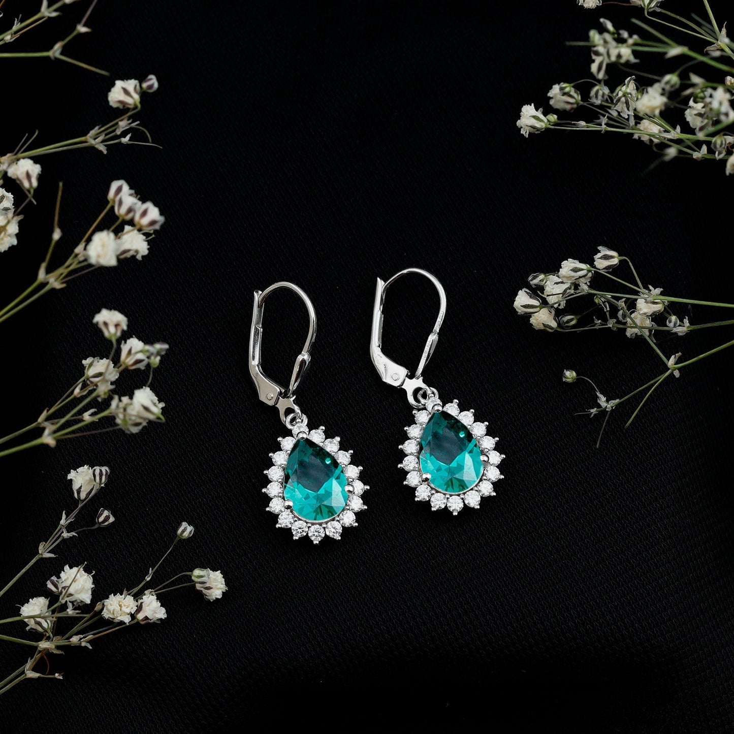 Lab Grown Emerald Sterling Silver Hoop Earring for Her