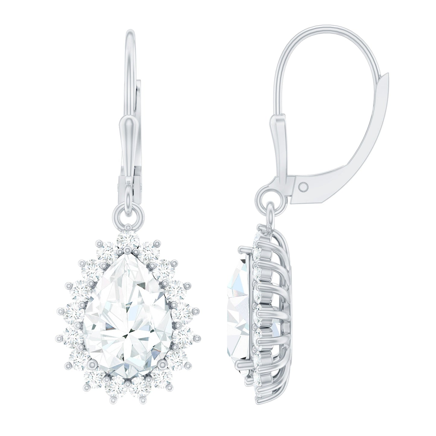 Certified Moissanite Sterling Silver Dangle Earrings for Women