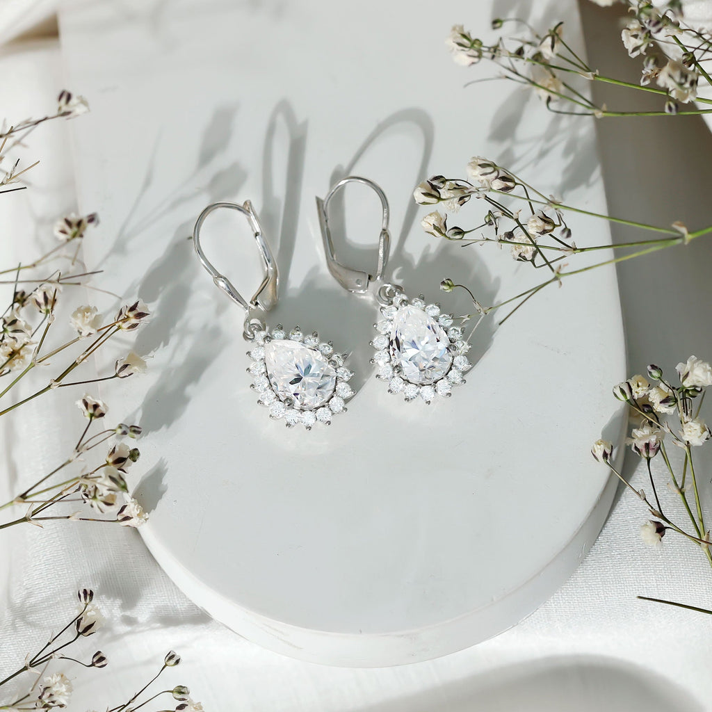 Certified Moissanite Sterling Silver Dangle Earrings for Women