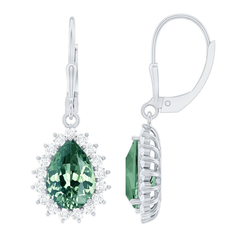 Lab Grown Green Sapphire Wedding Earrings for Bride
