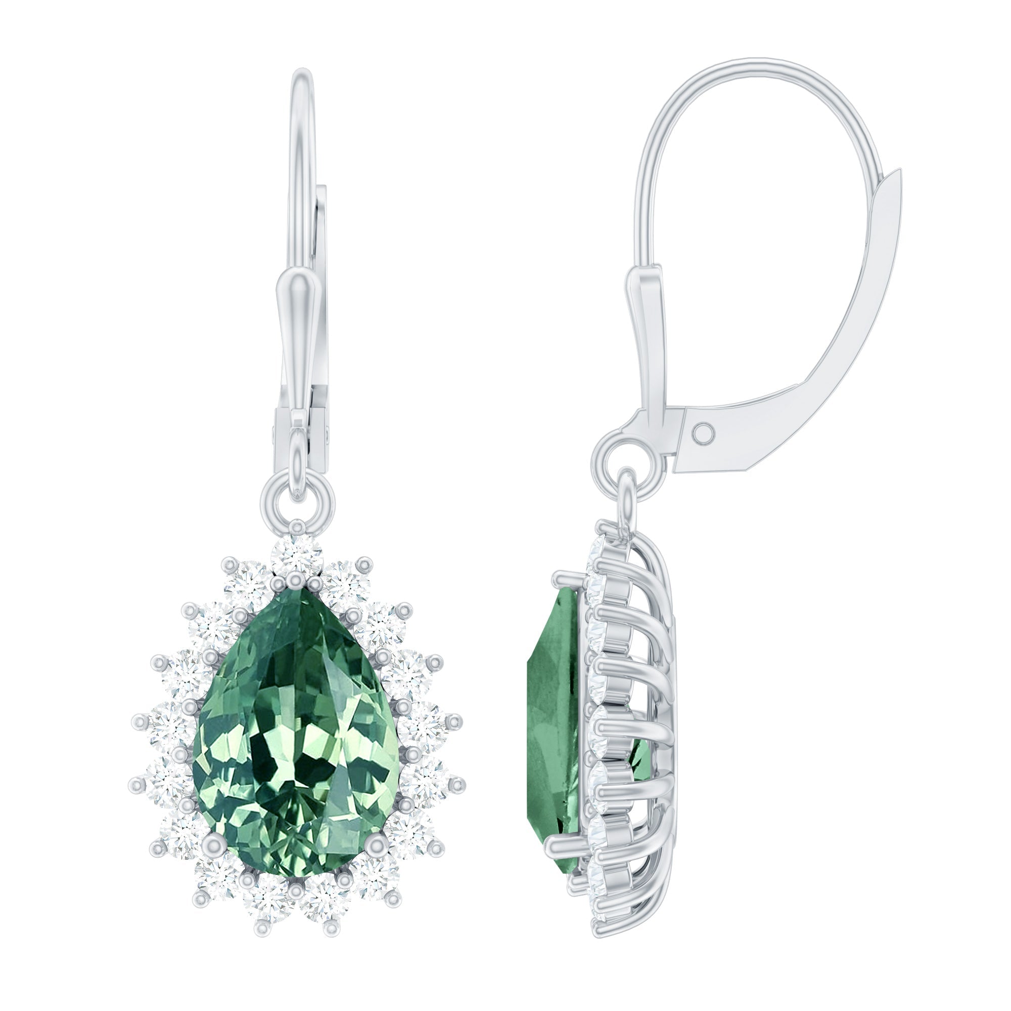 Lab Grown Green Sapphire Wedding Earrings for Bride