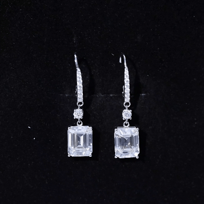 Certified Moissanite Silver Dangle Earrings For Women