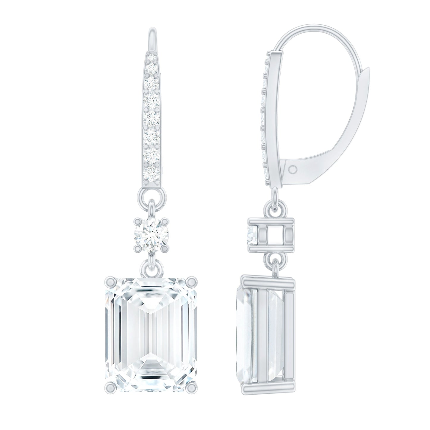 Certified Moissanite Silver Dangle Earrings For Women