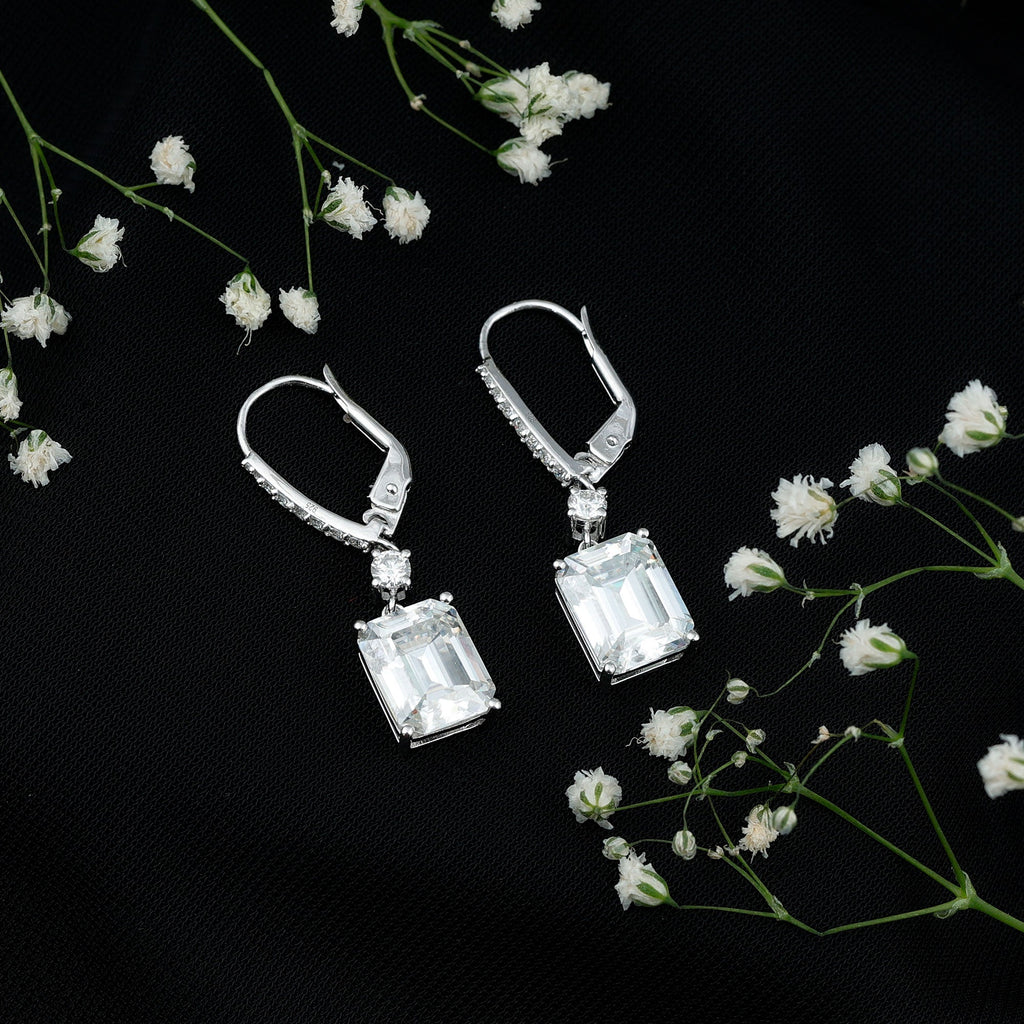 Certified Moissanite Silver Dangle Earrings For Women