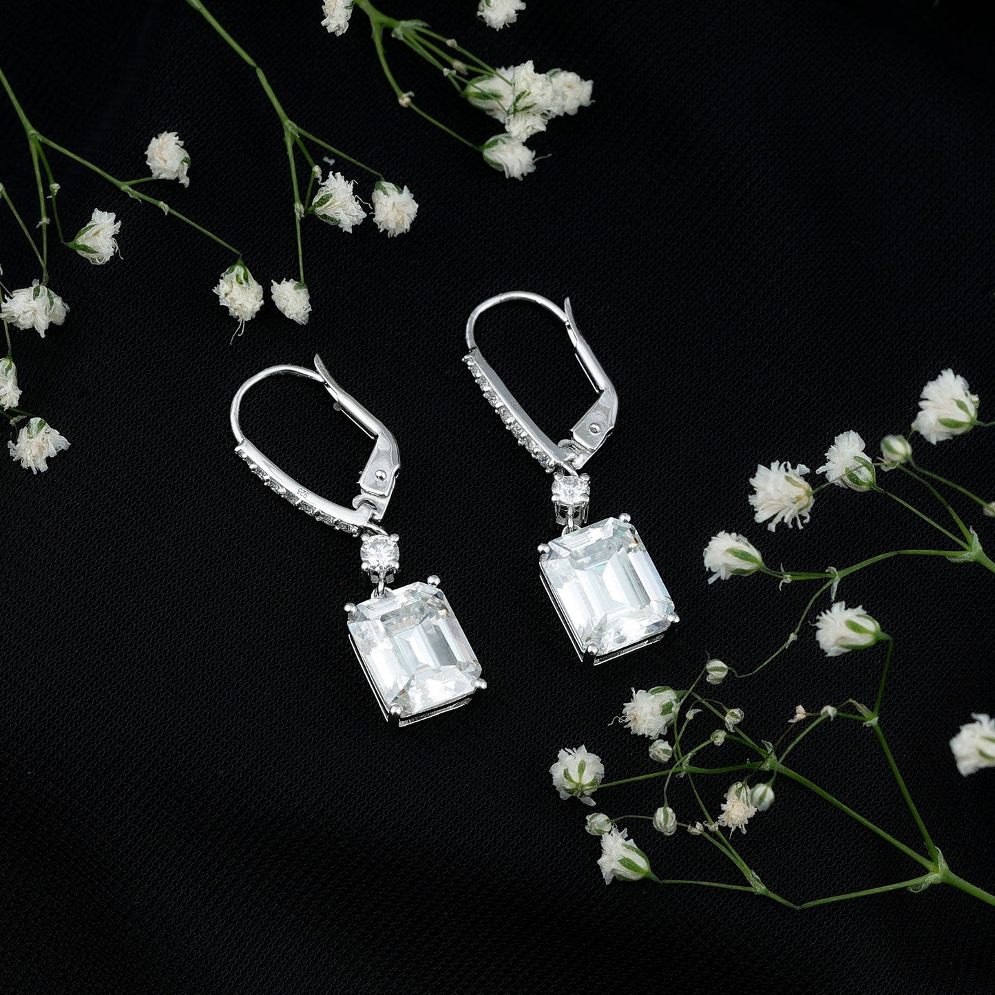 Certified Moissanite Silver Dangle Earrings For Women