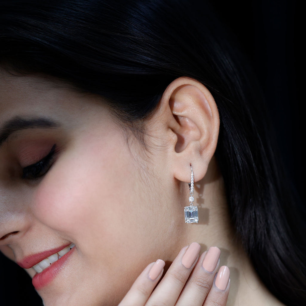 Certified Moissanite Silver Dangle Earrings For Women