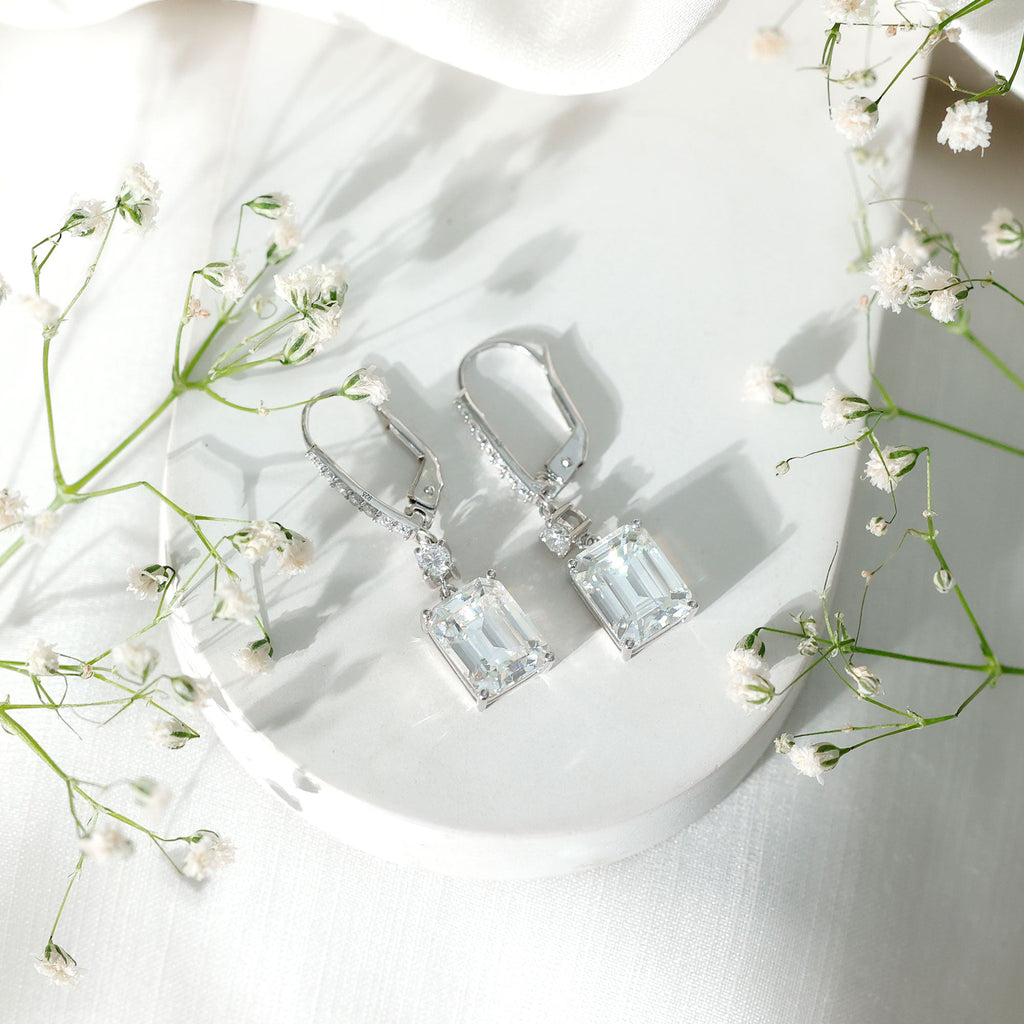 Certified Moissanite Silver Dangle Earrings For Women