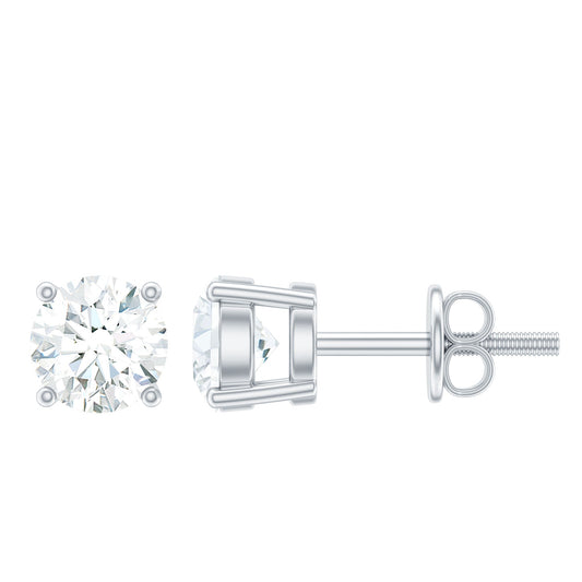 5 MM Round Moissanite Solitaire Screw Back Stud Earring