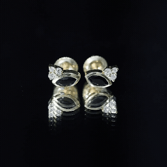 Marquise Cut Lab Grown Black and White Diamond Stud Earrings